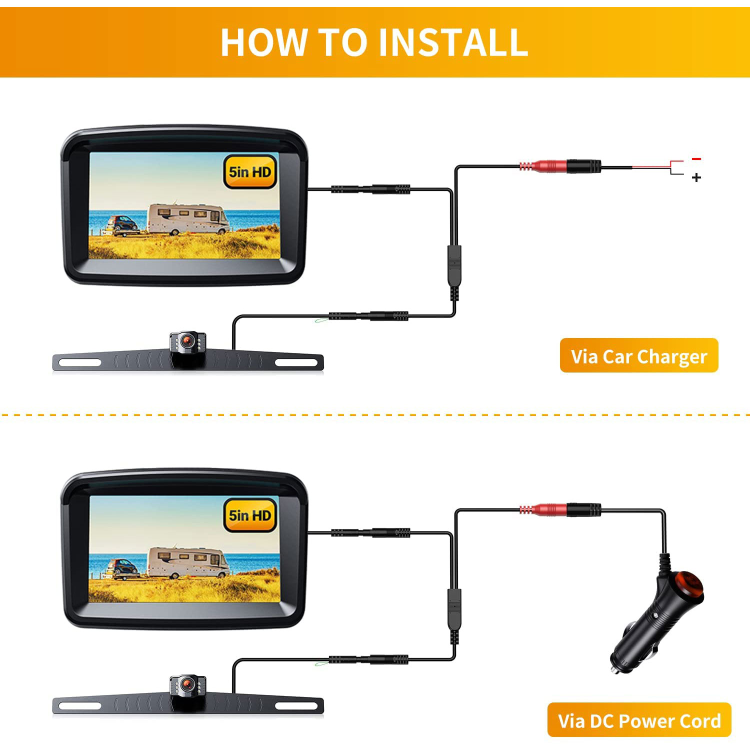 1080P Backup Camera for Truck – 5" Monitor Rearview System - Image 4