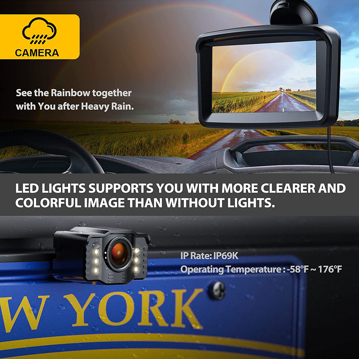 1080P Backup Camera for Truck – 5" Monitor Rearview System - Image 3